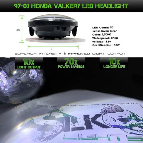 مصباح أمامي Valkyrie LED كروم غير هالو - لا يتطلب دعامة - التوصيل والتشغيل Daymaker - متوافق مع Honda Valkyrie in Kuwait