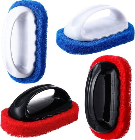 BBTO 4 عبوات من منظف فرش خشب الساج مع مقبض، فرشاة تنظيف من خشب الساج، وسادات تنظيف، أدوات تنظيف لسهولة التلميع والتلميع، وتنظيف ملحقات القوارب in Kuwait