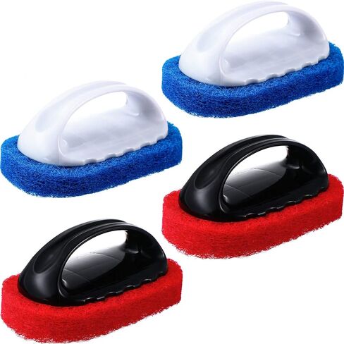 BBTO 4 عبوات من منظف فرش خشب الساج مع مقبض، فرشاة تنظيف من خشب الساج، وسادات تنظيف، أدوات تنظيف لسهولة التلميع والتلميع، وتنظيف ملحقات القوارب in Kuwait