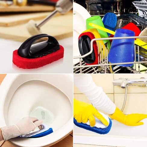 BBTO 4 عبوات من منظف فرش خشب الساج مع مقبض، فرشاة تنظيف من خشب الساج، وسادات تنظيف، أدوات تنظيف لسهولة التلميع والتلميع، وتنظيف ملحقات القوارب in Kuwait