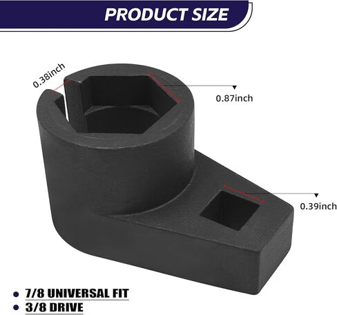 مقبس مستشعر الأكسجين الأوفست، محرك 3/8 بوصة يتضمن أداة إزالة استشعار الأكسجين، 7/8 بوصة (22 مم)، مستشعر وصول بوابة الأسلاك من الجانب، عالمي لمعظم السيارات in Kuwait