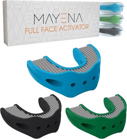 ماينا منشط لكامل الوجه | جهاز تمرين الفك للرجال والنساء | ينشط ويجدد جميع عضلات الوجه | 3 مستويات مقاومة من السيليكون لتمرين الفك | جهاز تمرين الوجه ينحف ويوحد لون الوجه in Kuwait