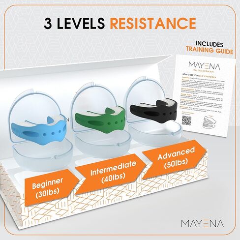 ماينا منشط لكامل الوجه | جهاز تمرين الفك للرجال والنساء | ينشط ويجدد جميع عضلات الوجه | 3 مستويات مقاومة من السيليكون لتمرين الفك | جهاز تمرين الوجه ينحف ويوحد لون الوجه in Kuwait