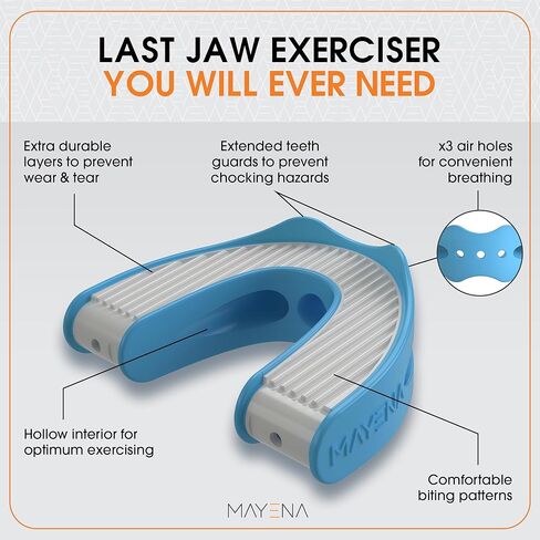 ماينا منشط لكامل الوجه | جهاز تمرين الفك للرجال والنساء | ينشط ويجدد جميع عضلات الوجه | 3 مستويات مقاومة من السيليكون لتمرين الفك | جهاز تمرين الوجه ينحف ويوحد لون الوجه in Kuwait