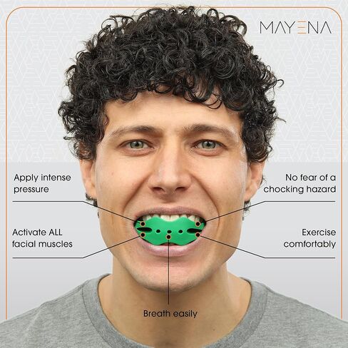 ماينا منشط لكامل الوجه | جهاز تمرين الفك للرجال والنساء | ينشط ويجدد جميع عضلات الوجه | 3 مستويات مقاومة من السيليكون لتمرين الفك | جهاز تمرين الوجه ينحف ويوحد لون الوجه in Kuwait