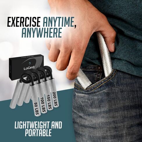 Logest Metal Hand Grip Set, 100LB-200LB 3 Pack 50LB-200LB 4 Pack No Slip Heavy-Duty Grip Strengthener with Gift Box, Great Wrist & Forearm Hand Exerciser, Home Gym, Hand Gripper Grip Strength Trainer in Saudi Arabia