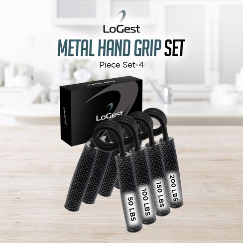 Logest Metal Hand Grip Set, 100LB-200LB 3 Pack 50LB-200LB 4 Pack No Slip Heavy-Duty Grip Strengthener with Gift Box, Great Wrist & Forearm Hand Exerciser, Home Gym, Hand Gripper Grip Strength Trainer in Saudi Arabia