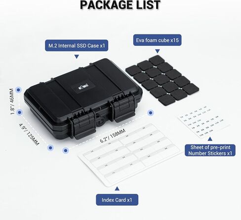 Hard Plastic 15 Slots M.2 2280/2260/2242/2240/2230 Case, Water-Resistant Shockproof M.2 SSD Holder with Label & Notepaper, M.2 2280 SSD Card Case Vertical Style M.2 Drive Storage Box in Kuwait