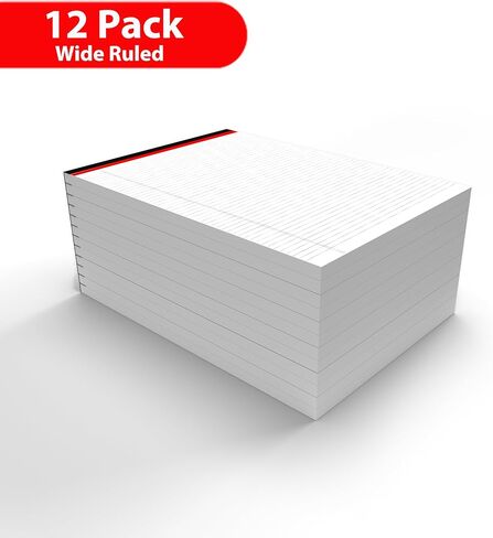 E-CLIPS USA Notepads, Legal Pads, Note Pads 8.5 x 11, Legal Wide Rule Notepad, White, Chipboard Back, Writing Pad, Office Supplies, 50 Sheets Per Pad (12 Pack) in Saudi Arabia