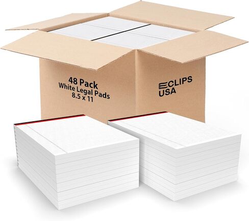 E-CLIPS USA Notepads, Legal Pads, Note Pads 8.5 x 11, Legal Wide Rule Notepad, White, Chipboard Back, Writing Pad, Office Supplies, 50 Sheets Per Pad (12 Pack) in Saudi Arabia