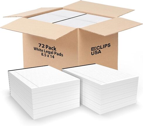 E-CLIPS USA Notepads, Legal Pads, Note Pads 8.5 x 11, Legal Wide Rule Notepad, White, Chipboard Back, Writing Pad, Office Supplies, 50 Sheets Per Pad (12 Pack) in Saudi Arabia