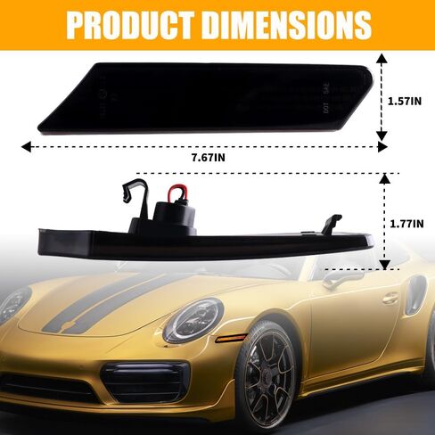 Nrgedzam أضواء LED للعلامات الجانبية مصباح متسلسل ديناميكي عدسة مدخنة متوافقة مع 1997-2004 بورش 911 996 986 in Kuwait