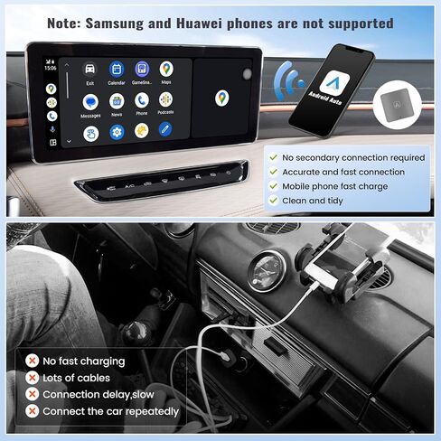 محول SIXWIN Android Auto اللاسلكي لمصنع OEM سلكي Android Auto Cars التوصيل والتشغيل، إعداد سهل لاسلكي Android Auto Dongle لهواتف Android يحول Android Auto السلكي إلى لاسلكي in Saudi Arabia