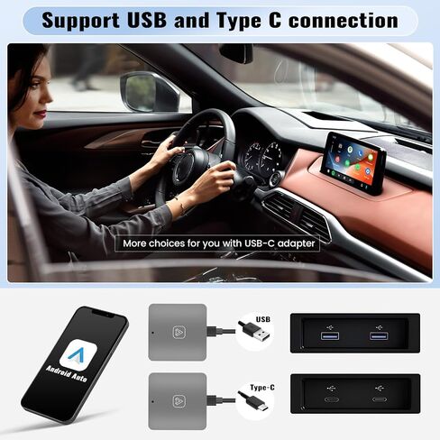 محول SIXWIN Android Auto اللاسلكي لمصنع OEM سلكي Android Auto Cars التوصيل والتشغيل، إعداد سهل لاسلكي Android Auto Dongle لهواتف Android يحول Android Auto السلكي إلى لاسلكي in Saudi Arabia