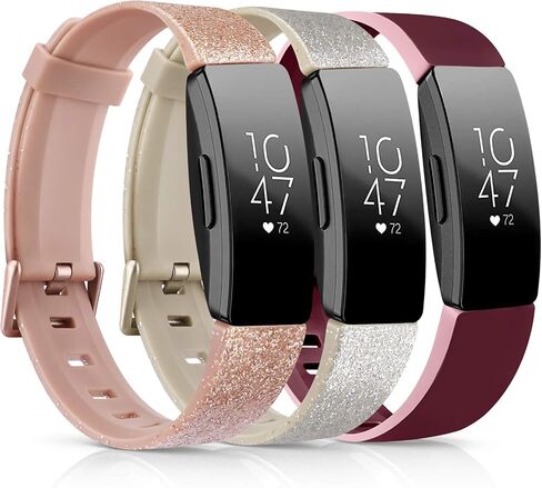 [3 عبوات] أساور من مادة TPU الناعمة متوافقة مع Fitbit Inspire 2 / Fitbit Inspire HR/Fitbit Inspire/Fitbit Ace 2 أساور معصم رياضية مقاومة للماء من أجل Fitbit Inspire HR (01 ذهبي وردي/ذهبي/فضي، صغير) in Kuwait