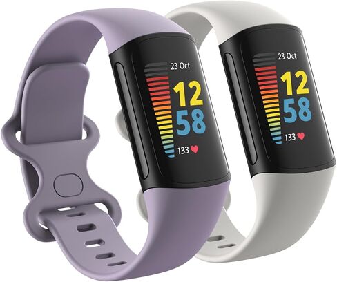 عبوتان من الأربطة المقاومة للماء المتوافقة مع Fitbit Charge 6 / Charge 5 Bands | أساور معصم رياضية بديلة كلاسيكية ناعمة قابلة للتنفس للنساء والرجال، (كبير 7.1 بوصة - 9.1 بوصة، أسود/أسود) in Kuwait