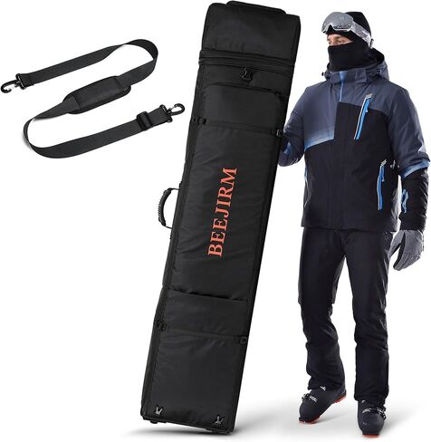 Beejirm Snowboard Bag with Wheels, Padded Ski Bag for Flying Air Travel Adjustable Length 63-75 inch Waterproof Roller Snowboard Bag in Kuwait
