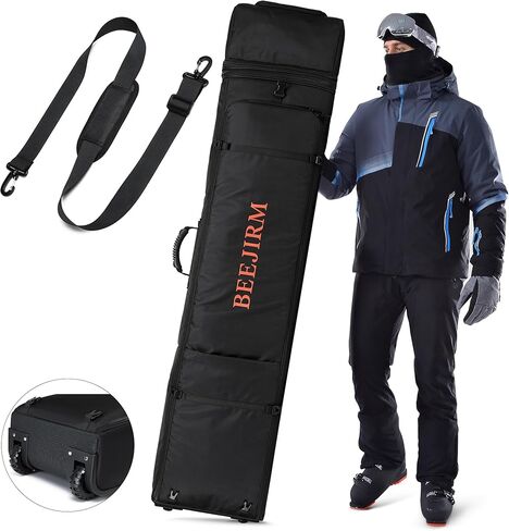 Beejirm Snowboard Bag with Wheels, Padded Ski Bag for Flying Air Travel Adjustable Length 63-75 inch Waterproof Roller Snowboard Bag in Kuwait