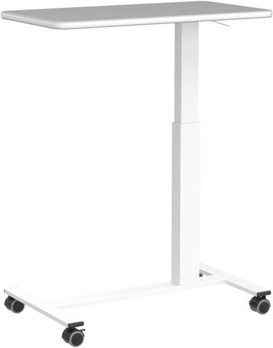 TigerDad Pneumatic Adjustable Overbed Table with Gas Spring Riser | Medical Adjustable Bed Side Table with Wheels | Portable Standing Desk for Laptop Computer in Saudi Arabia