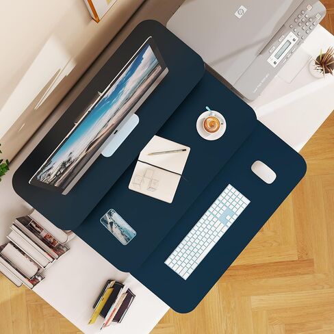 Lubvlook 25 inch Standing Desk Converter, Height Adjustable Sit Stand Desk Riser with Keyboard Tray, Black, GSD76-S in Kuwait