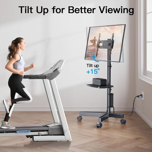 HUANUO Rolling TV Stand with Power Outlet, Mobile TV Stand for 23-60 Inch Flat/Curved LED/LCD/OLED TVs up to 88 lbs, TV Cart Height Adjustable Portable TV Stand on Wheels Max VESA 400x400mm- HNTVMC02 in Saudi Arabia