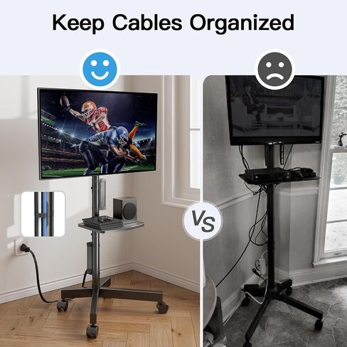 HUANUO Rolling TV Stand with Power Outlet, Mobile TV Stand for 23-60 Inch Flat/Curved LED/LCD/OLED TVs up to 88 lbs, TV Cart Height Adjustable Portable TV Stand on Wheels Max VESA 400x400mm- HNTVMC02 in Saudi Arabia
