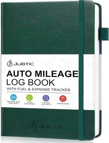 JUBTIC Auto Mileage Log Book for Taxes,Vehicle Maintenance Log Book,Mileage Tracker for Car with Mileage,Expense,Gas Consumption & Lubrication,A5 Size,1,674 Mileage Entries,A5 Size(Dark Green) in Kuwait
