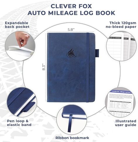 Clever Fox Auto Mileage Log Book – Vehicle Logbook with Mileage, Expense, Gas Consumption & Lubrication Trackers – Driving Logger for Car Records – A5 Size, 1,674 Mileage Entries (Gray) in Saudi Arabia