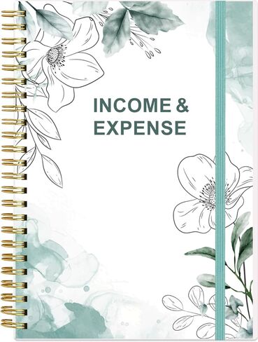 تعقب بسيط للدخل والمصروفات - وكتاب دفتر الأستاذ للشركات الصغيرة، 60 ورقة (120 صفحة) سجل تتبع مسك الدفاتر المحاسبة امرأة ورجل، 5.5 × 8.5 بوصة، أزرق مخضر in Kuwait