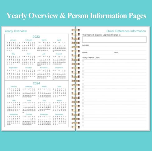 تعقب بسيط للدخل والمصروفات - وكتاب دفتر الأستاذ للشركات الصغيرة، 60 ورقة (120 صفحة) سجل تتبع مسك الدفاتر المحاسبة امرأة ورجل، 5.5 × 8.5 بوصة، أزرق مخضر in Kuwait