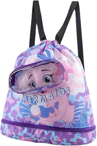 حقيبة ظهر للسباحة الجافة والرطبة للسباحين، حقيبة رياضية للأطفال، حقيبة للأطفال في الهواء الطلق وحمام السباحة والشاطئ، حقيبة برباط للأطفال الصغار (أزرق) in Kuwait