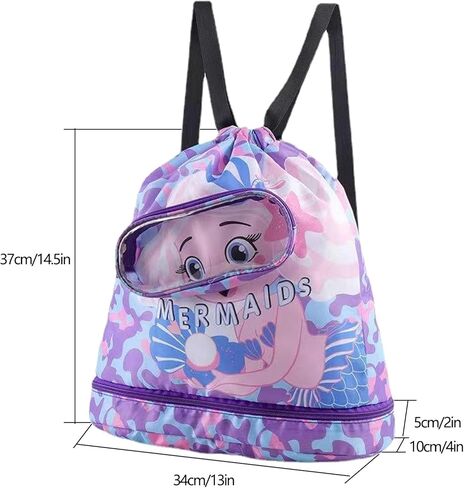 حقيبة ظهر للسباحة الجافة والرطبة للسباحين، حقيبة رياضية للأطفال، حقيبة للأطفال في الهواء الطلق وحمام السباحة والشاطئ، حقيبة برباط للأطفال الصغار (أزرق) in Kuwait