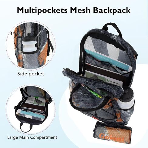 حقيبة سباحة شبكية خفيفة الوزن من Goloni، حقيبة شاطئ شبكية خفيفة الوزن، سريعة الجفاف، حقيبة ظهر شفافة للسباحة والتمارين الرياضية على الشاطئ in Kuwait