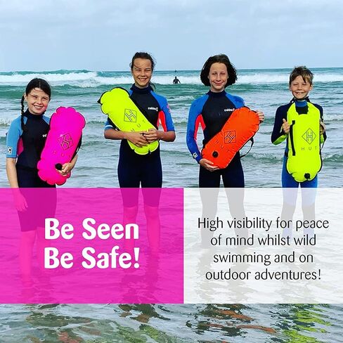 حقيبة HUT Swim Buoy الجافة - حقيبة تعويم آمنة ممتازة وحقيبة جافة مقاومة للماء للسباحين في المياه المفتوحة والرياضيين. عوامة سباحة آمنة عالية الرؤية، وغرفتي هواء - يمكن رؤيتها بأمان. in Kuwait