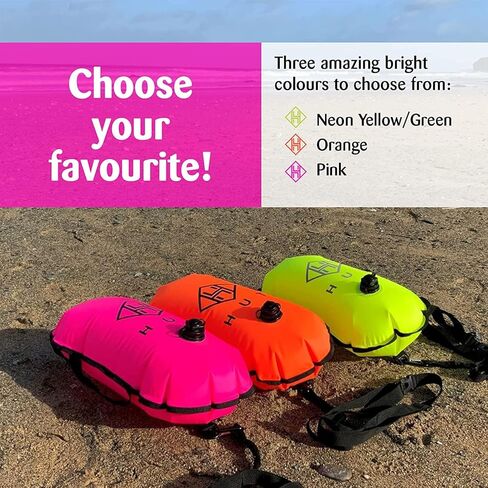 حقيبة HUT Swim Buoy الجافة - حقيبة تعويم آمنة ممتازة وحقيبة جافة مقاومة للماء للسباحين في المياه المفتوحة والرياضيين. عوامة سباحة آمنة عالية الرؤية، وغرفتي هواء - يمكن رؤيتها بأمان. in Kuwait