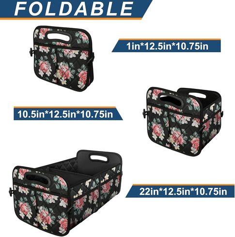 Trunk Organizer for Car, Collapsible Car Organziers and Storage with 6 Pockets, 50L Multi-Compartment Car Trunk Organzier, Car Accessories for Women/Men - Black in Kuwait