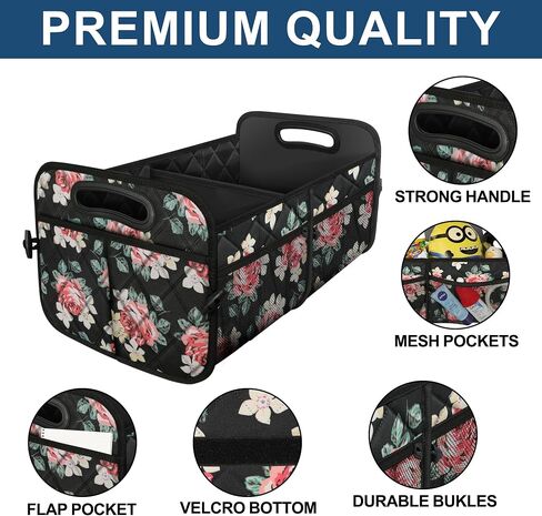 Trunk Organizer for Car, Collapsible Car Organziers and Storage with 6 Pockets, 50L Multi-Compartment Car Trunk Organzier, Car Accessories for Women/Men - Black in Kuwait