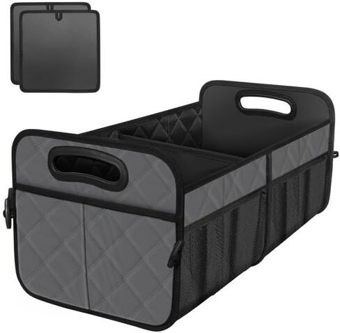 Trunk Organizer for Car, Collapsible Car Organziers and Storage with 6 Pockets, 50L Multi-Compartment Car Trunk Organzier, Car Accessories for Women/Men - Black in Kuwait