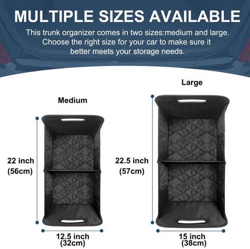 منظم صندوق السيارة، منظمات السيارة القابلة للطي والتخزين مع 6 جيوب، منظم صندوق السيارة متعدد المقصورات سعة 50 لتر، ملحقات السيارة للنساء والرجال - أسود in Kuwait
