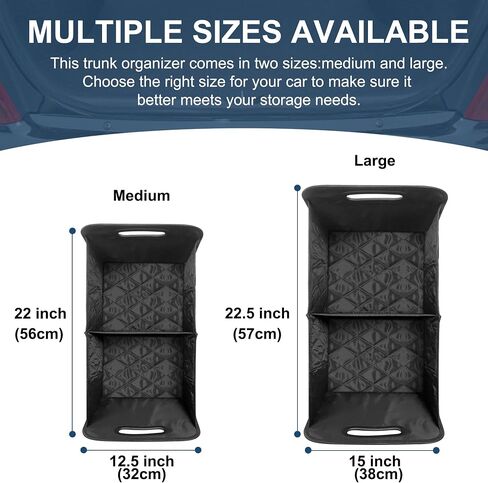 Trunk Organizer for Car, Collapsible Car Organziers and Storage with 6 Pockets, 50L Multi-Compartment Car Trunk Organzier, Car Accessories for Women/Men - Black in Kuwait