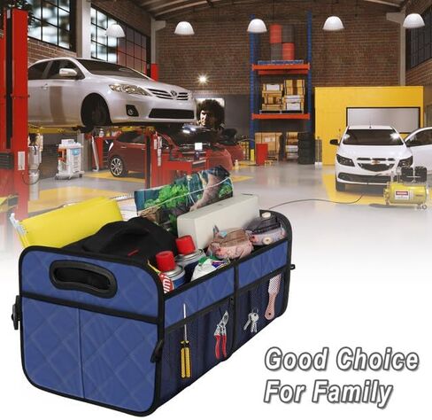 منظم صندوق السيارة، منظمات السيارة القابلة للطي والتخزين مع 6 جيوب، منظم صندوق السيارة متعدد المقصورات سعة 50 لتر، ملحقات السيارة للنساء والرجال - أسود in Kuwait