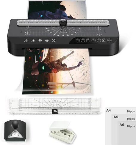 Laminator A4 Laminator Machine 100s Ultra-Fast Preheat 5 in 1 Thermal Laminator for Home Office School Use,Office Presentation Laminators with 30 Laminating Sheets Pouches Paper Trimmer Corner Rounder in Saudi Arabia