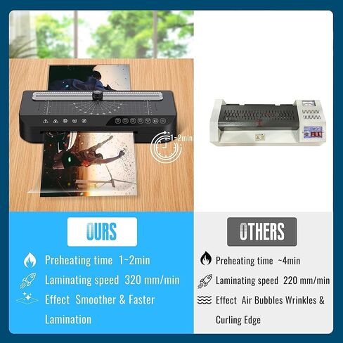 Laminator A4 Laminator Machine 100s Ultra-Fast Preheat 5 in 1 Thermal Laminator for Home Office School Use,Office Presentation Laminators with 30 Laminating Sheets Pouches Paper Trimmer Corner Rounder in Saudi Arabia