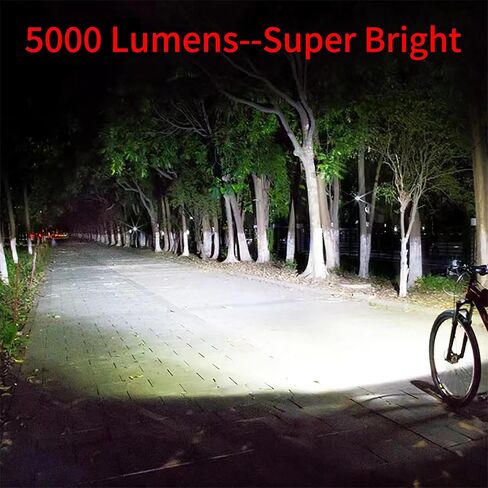 Swittn 5000 Lumen أضواء الدراجة القابلة لإعادة الشحن، 8 مصابيح LED للدراجة الأمامية والخلفية مع وظيفة بنك الطاقة 6400 مللي أمبير في الساعة، أضواء دراجة فائقة السطوع لركوب الليل، 5 أوضاع إضاءة، سهلة التركيب بدون أدوات in Kuwait