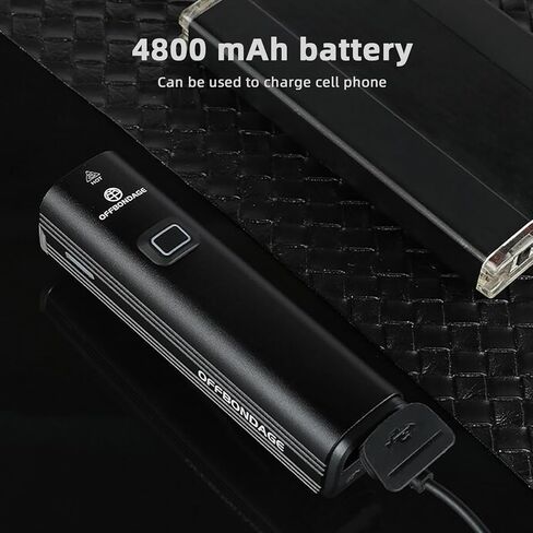 مصباح أمامي للدراجة من OFFBONDAGE مزود بمصباح أمامي 1000 لومن للدراجة للركوب الليلي 4800 مللي أمبير في الساعة 5 أوضاع قابلة لإعادة الشحن، ميزة بنك الطاقة لدراجة الطريق الجبلية الصغيرة Ebike in Kuwait