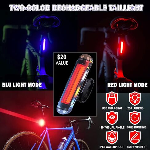 Victagen Bike Light 12000 Lumens Bike Lights for Night Riding, 4 LED Bike Lights Waterproof Type C Rechargeable Front Bike Headlight and Taillight, High & Low Beam Design, Power Bank Function in Saudi Arabia