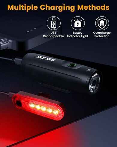 أضواء الدراجة لركوب الليل، 4000 لومن فائق السطوع للدراجة الأمامية والخلفية، مجموعة مصابيح أمامية للدراجة قابلة لإعادة الشحن عبر USB، ملحقات ركوب الدراجات الأمامية للبالغين والأطفال والرجال والنساء على الطرق الجبلية in Kuwait