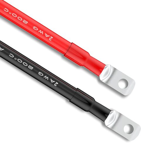 2 AWG Gauge Red + Black 1ft Parallel Battery Power Inverter Cables for Solar, Auto, RV & Marine (Set) - Fit 3/8'' Stud - Pure Oxygen-Free Copper in Kuwait