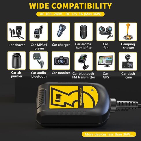 AC to DC Converter 12V 3A 36W - Car Cigarette Lighter Adapter AC 110V-240V to DC 12V, Car Adapter for Plug Outlet, Power Supply Converter Transformer in Kuwait