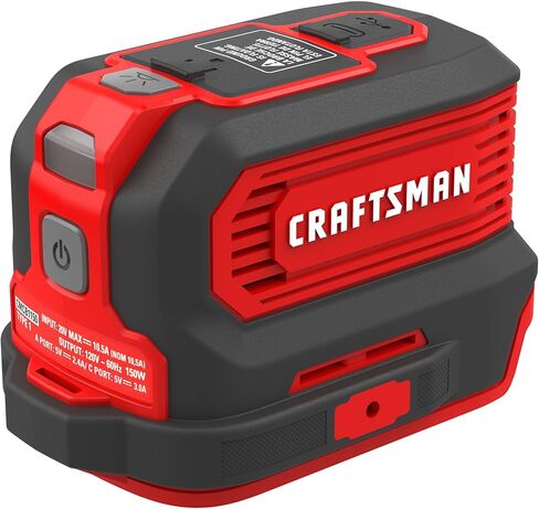 شاحن CRAFTSMAN V20، عاكس للطاقة، منافذ شحن للنوع C، والنوع A، والتيار المتردد، 150 واط، أداة عارية فقط (CMCB1150B) in Kuwait